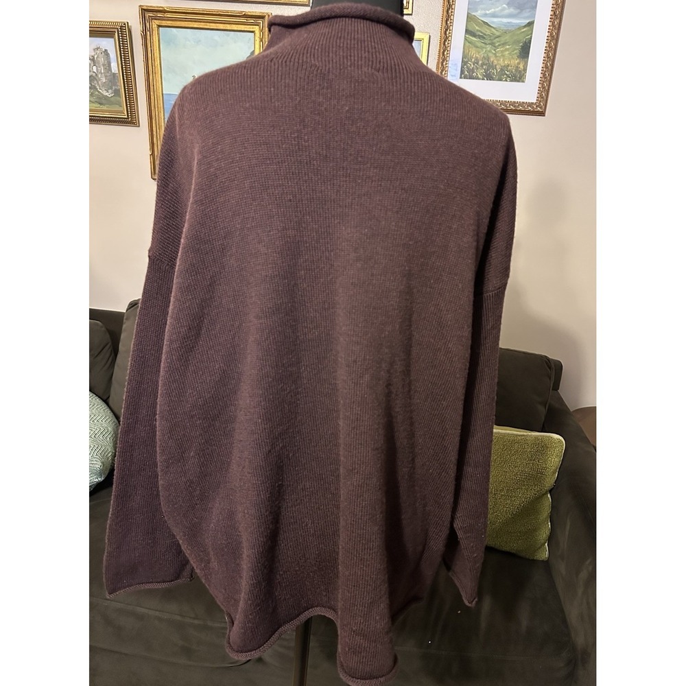 Eileen Fisher Merino Wool Sweater Mock Rolled Neck Eggplant Purple Size XL - Picture 2 of 8